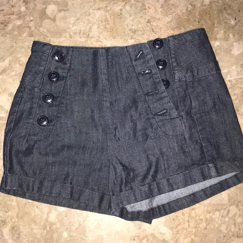 Double Button High Waist Shorts